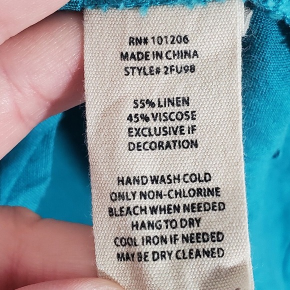 Soft Surroundings Women Linen Tunic Top Size XL 3/4 Sleeve‎ Vacation Beachy - Picture 8 of 13